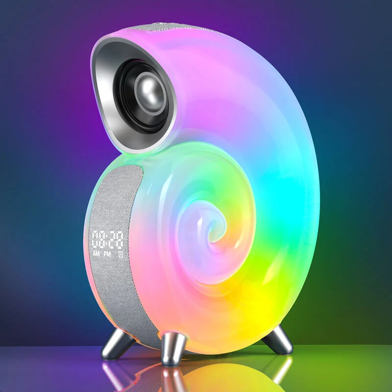 (image for) Conch RGB LED Night Light Wake Up Lamp Sleep Light Smart Atmosphere Lamp Blue Tooth Clock Alarm speaker with Stereo BT Speaker